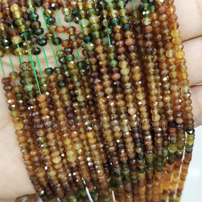 Natural Tourmaline Beads Mix Color Faceted Rondelle
