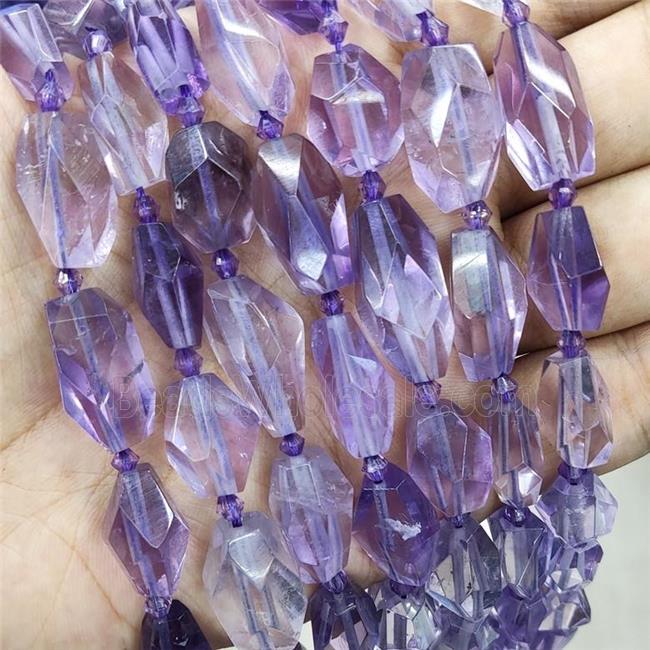 Purple Amethyst Nugget Beads Graduated Freeform Faceted A-Grade
