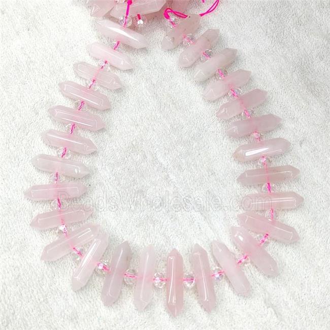 Pink Rose Quartz Bullet Beads