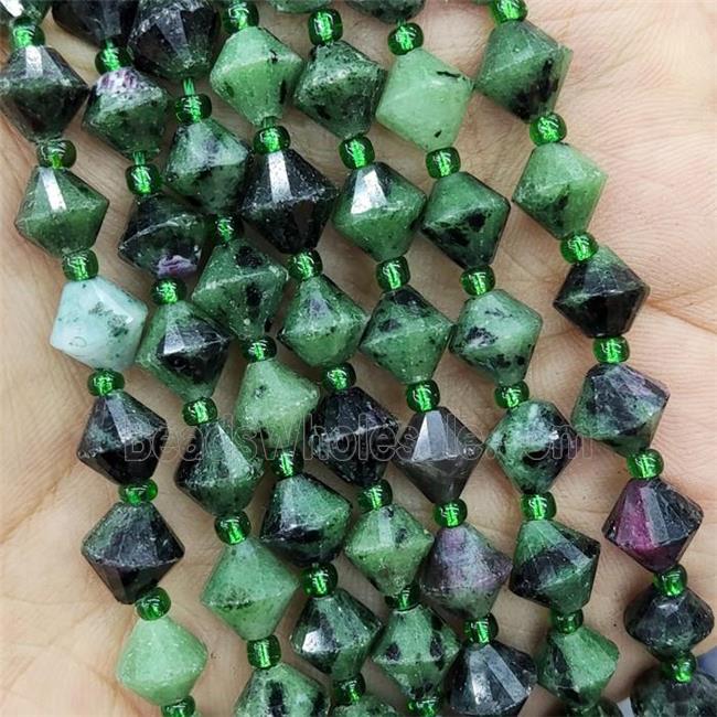 Ruby Zoisite Beads Bicone Green