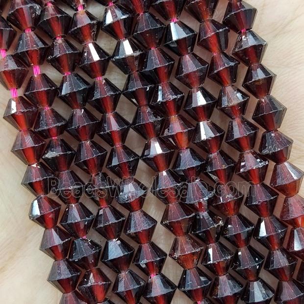 Natural Red Garnet Beads Bicone
