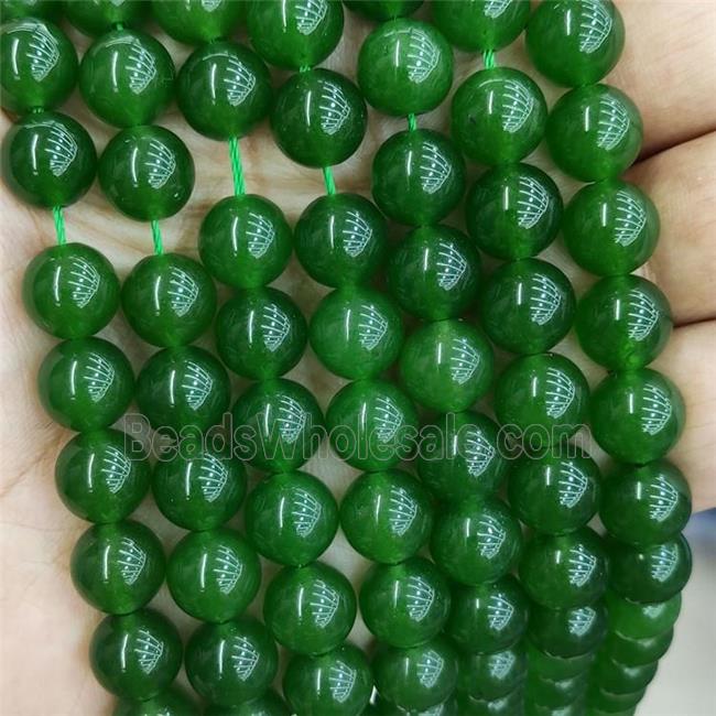 Green Canadian Chrysoprase Beads Treated Smooth Round