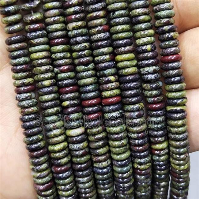 African Bloodstone Heishi Beads Green