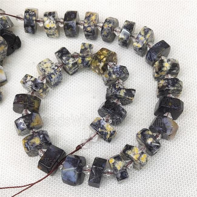 Natural Ocean Agate Heishi Beads Cut Darkblue Yellow