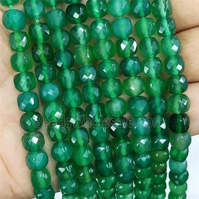 Natural Agate Beads Green Treated Faceted Cube