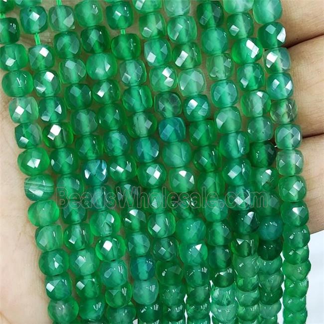 Natural Green Agate Beads Dye Faceted Cube