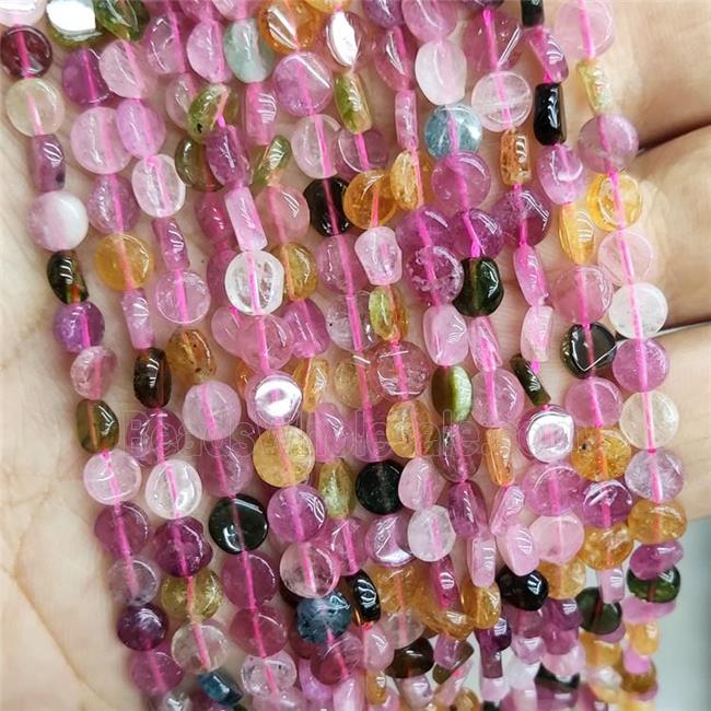 Natural Tourmaline Beads Circle Multicolor