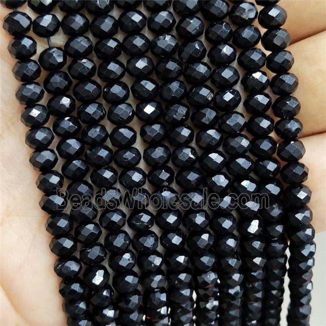 Natural Black Tourmaline Beads Faceted Rondelle