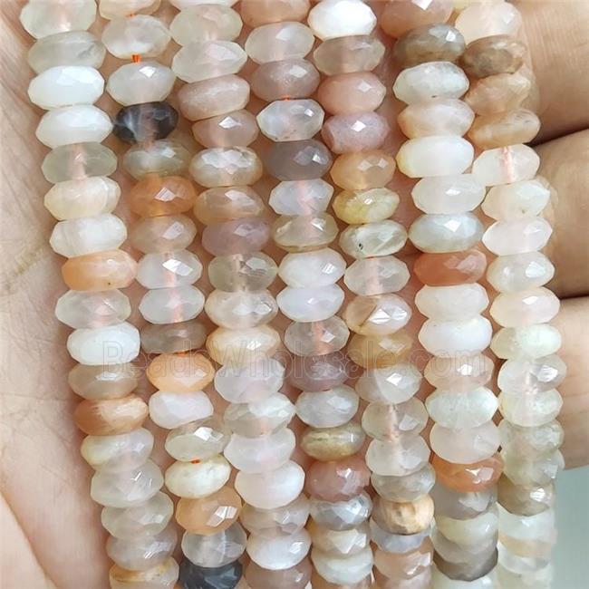 Natural Moonstone Beads Multicolor Faceted Rondelle