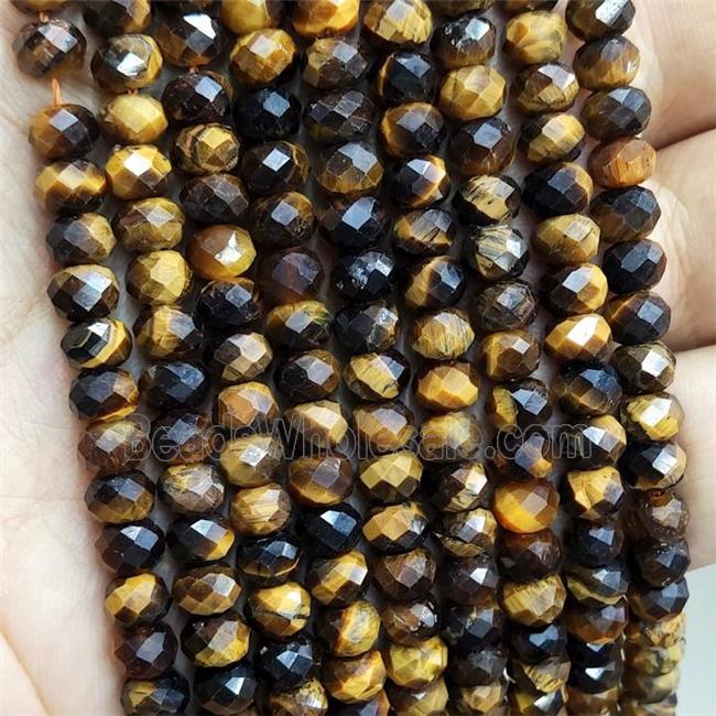 Natural Tiger Eye Stone Beads Faceted Rondelle