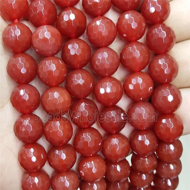 Natural Red Carnelian Agate Beads Faceted Round A-Grade