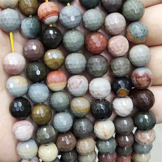 Natural American Picture Jasper Faceted Round Multicolor