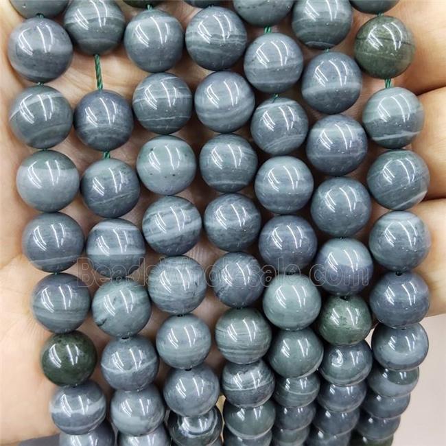 Gray Agate Beads Dye Stripe Smooth Round