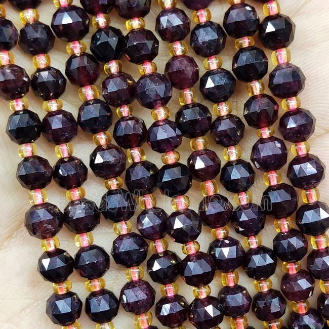 Natural Garnet Beads Cut Rondelle DarkRed