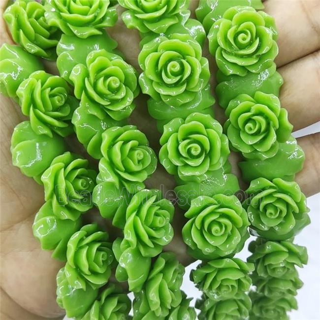 Green Resin Flower Beads
