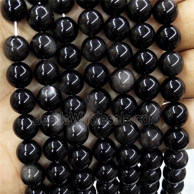 Natural Silver Obsidian Beads Smooth Round AA-Grade
