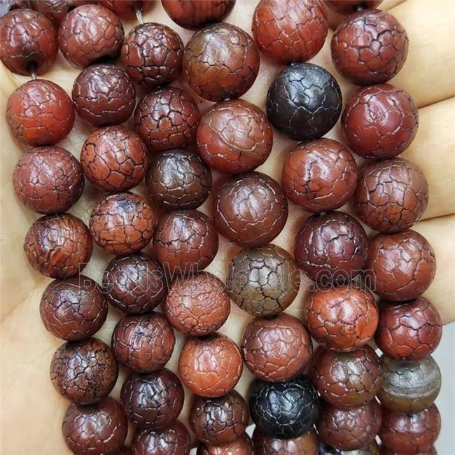 Crackle Agate Beads Snakeskin Round Red