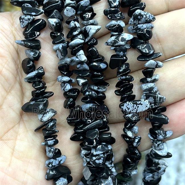 Natural Snowflake Jasper Beads Chip Black Freeform