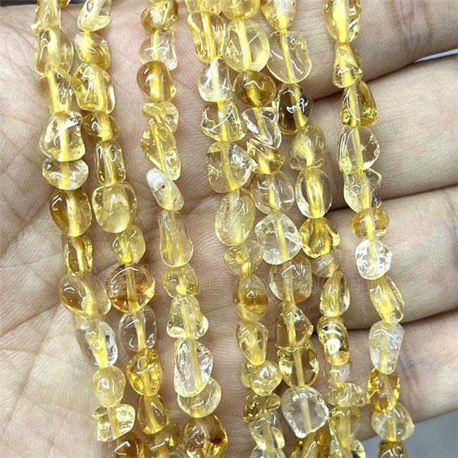 Natural Yellow Citrine Chips Beads Freeform Treated Polished