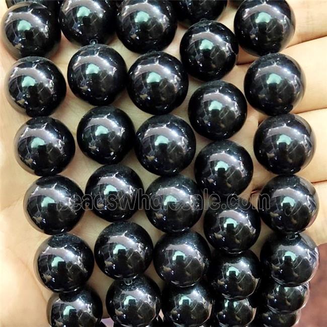 Natural Black Obsidian Beads Smooth Round
