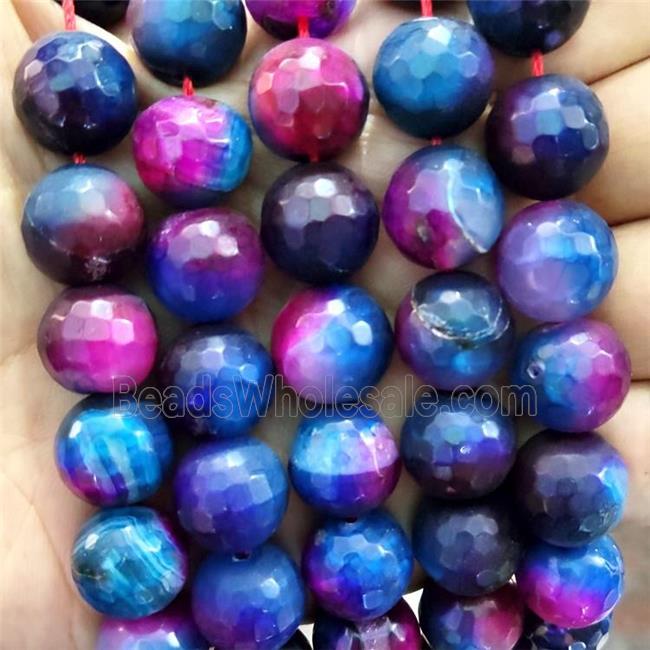 Natural Agate Beads Blue Red Dye Faceted Round