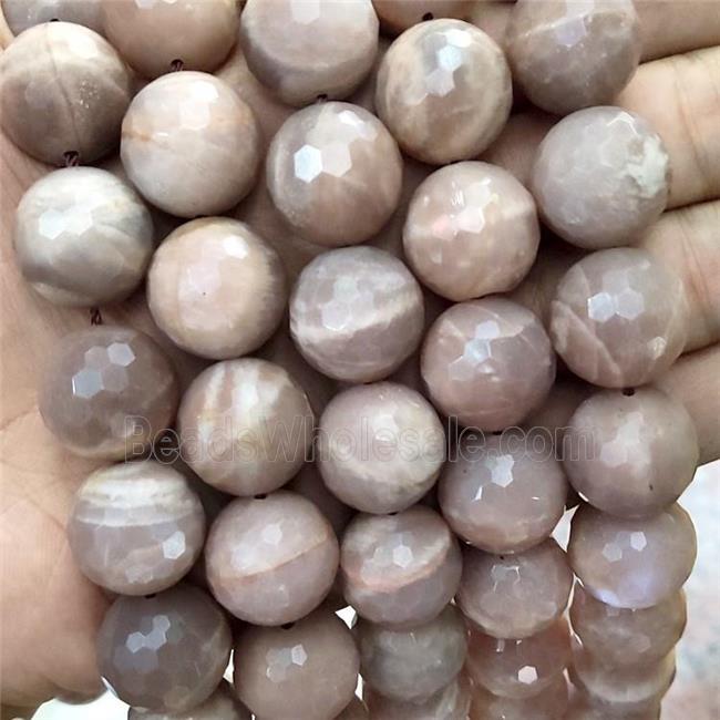 Natural Peach Moonstone Beads Faceted Round