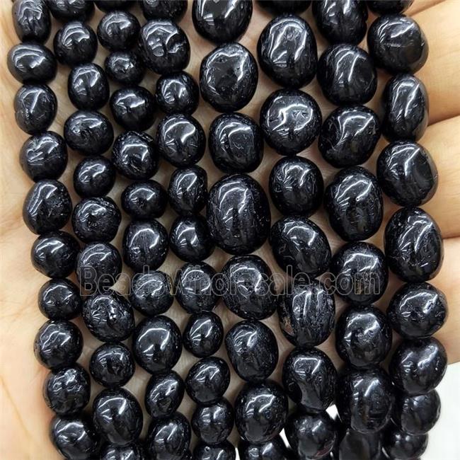 Natural Black Tourmaline Chips Beads Freeform Polished