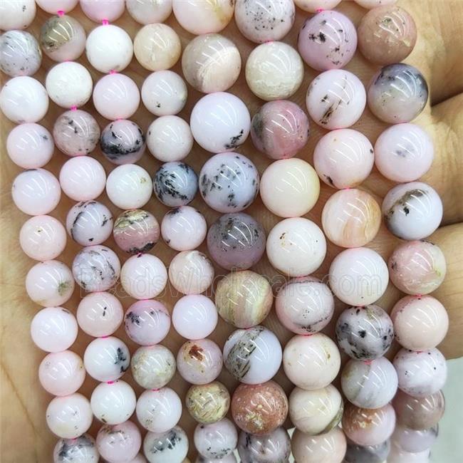 Natural Pink Opal Beads Smooth Round B-Grade