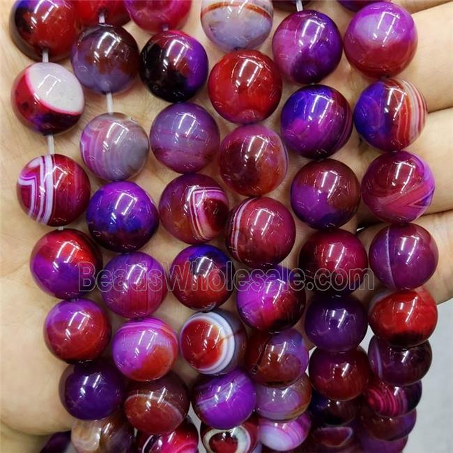Natural Agate Beads Red Purple Dye Smooth Round