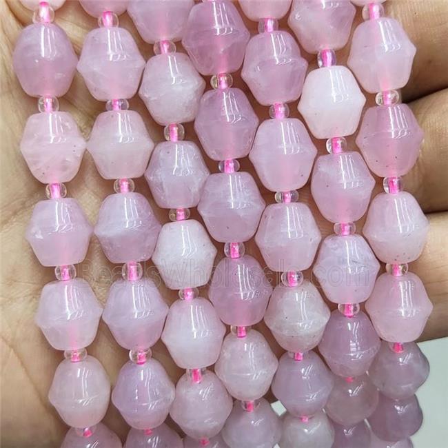 Natural Pink Rose Quartz Beads Bicone
