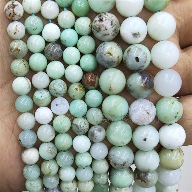 Natural Australian Chrysoprase Beads Green Smooth Round B-Grade