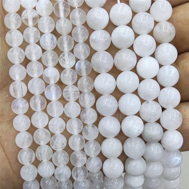 Natural White Moonstone Beads Smooth Round