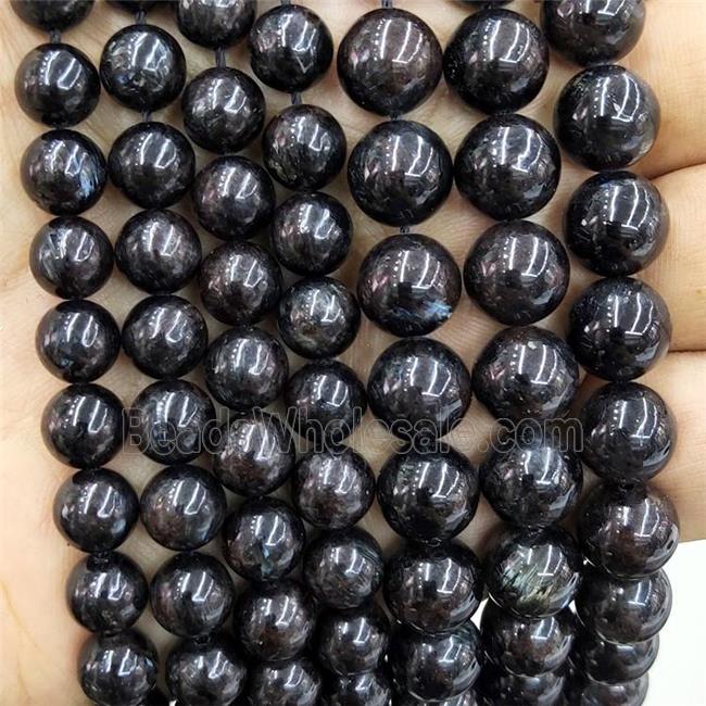 Natural Hornblende Beads Smooth Round Black