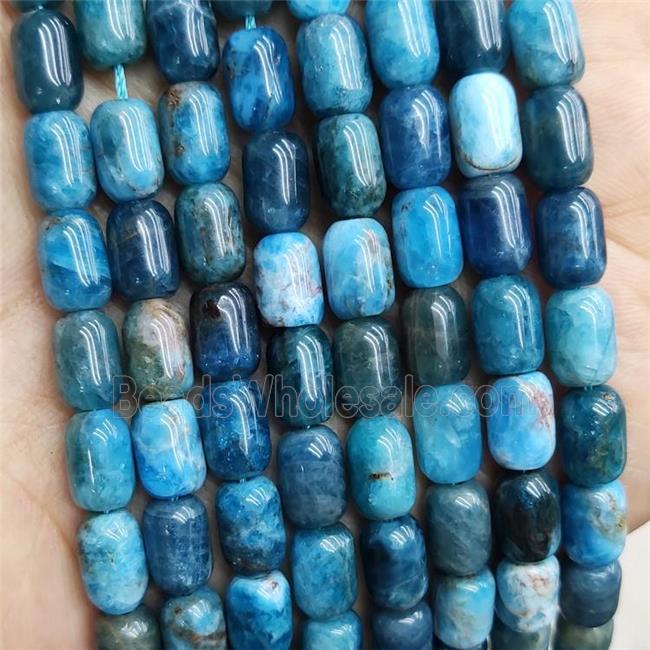 Natural Blue Apatite Barrel Beads
