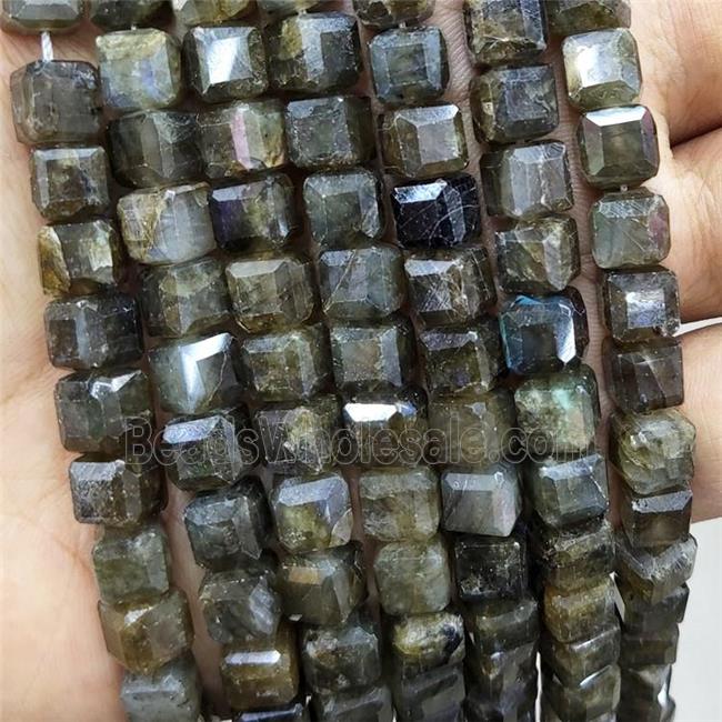 Natural Labradorite Beads Faceted Cube