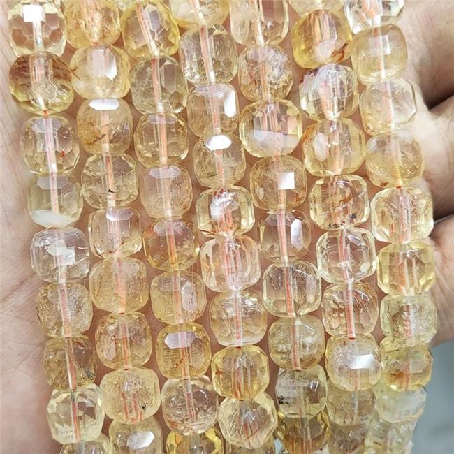 Natural Citrine Beads Yellow Faceted Cube