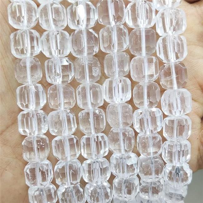 Natural Clear Quartz Beads Faceted Cube