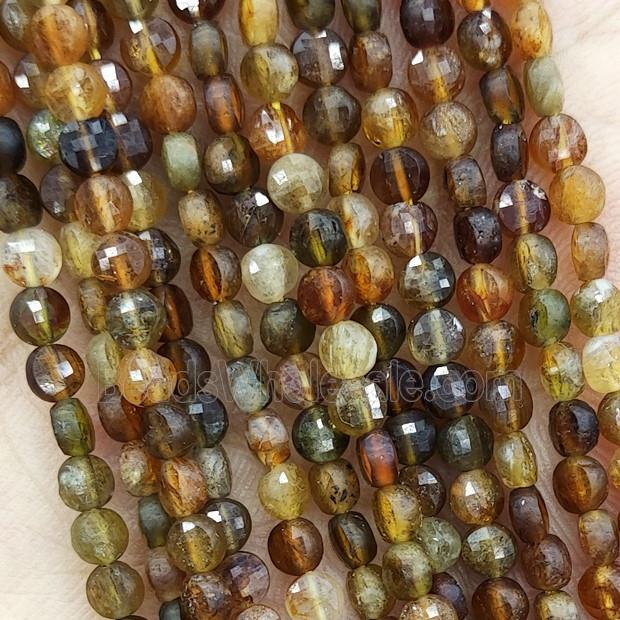 Natural Orange Tourmaline Beads Faceted Circle