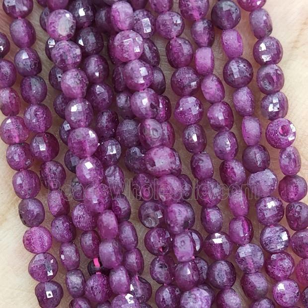 Natural Ruby Beads Faceted Circle Heat Treated