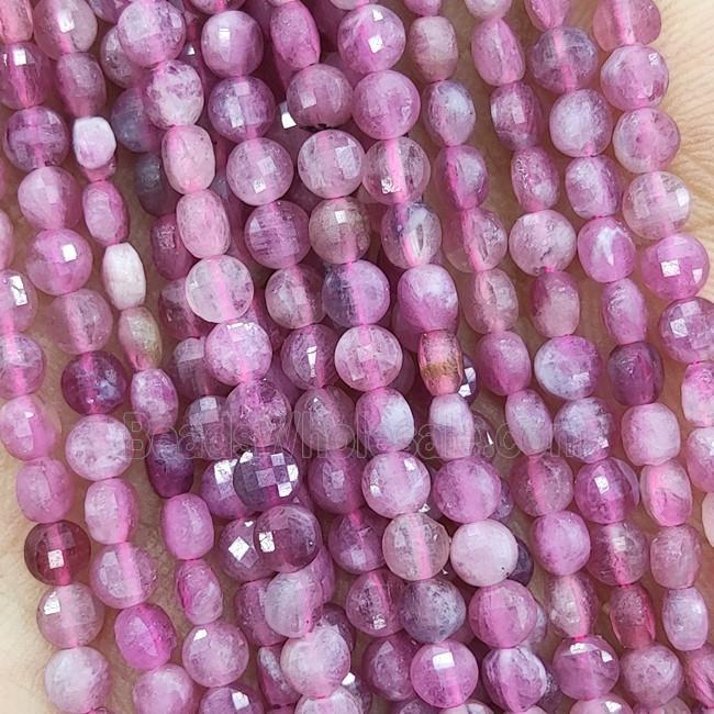 Natural Pink Tourmaline Beads Faceted Circle