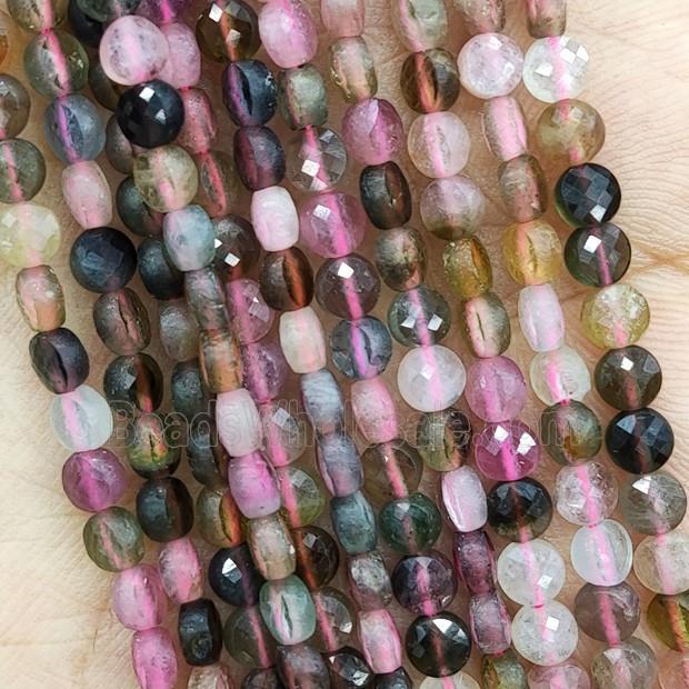 Natural Tourmaline Beads Multicolor Faceted Coin