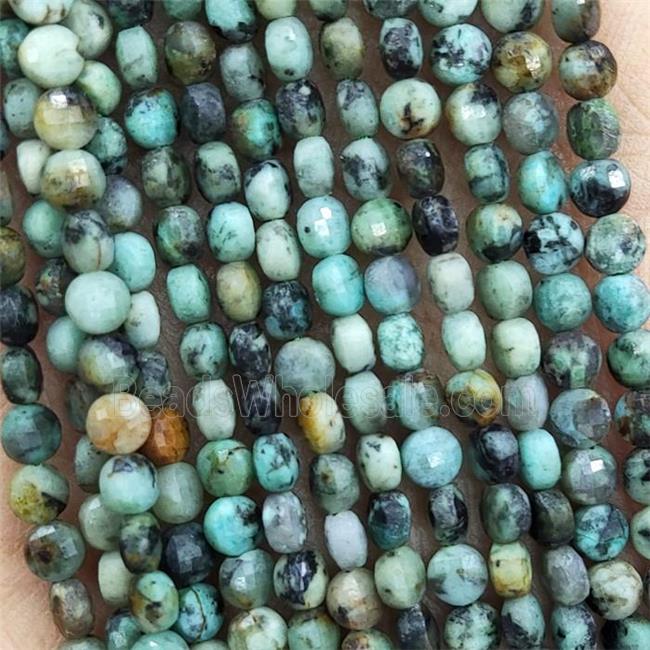 Natural African Turquoise Beads Green Faceted Circle