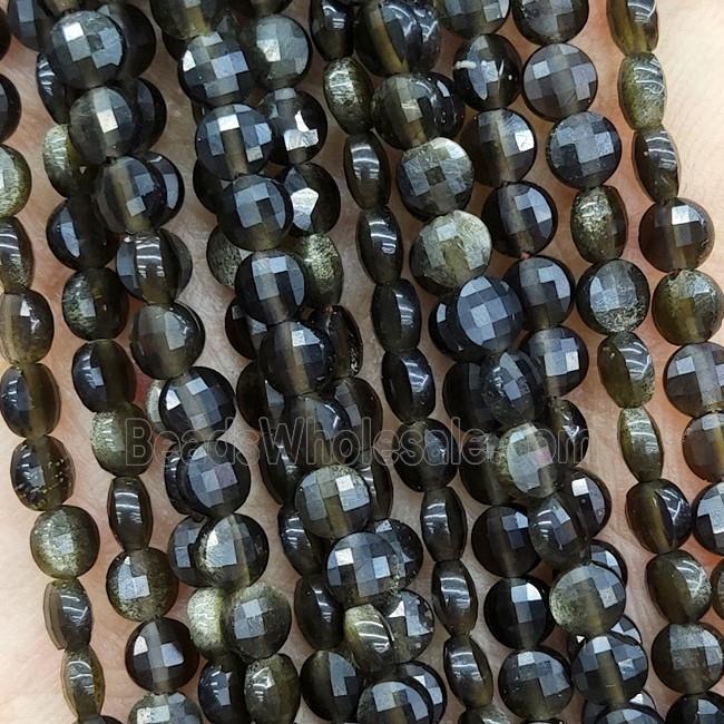 Natural Obsidian Beads Faceted Circle