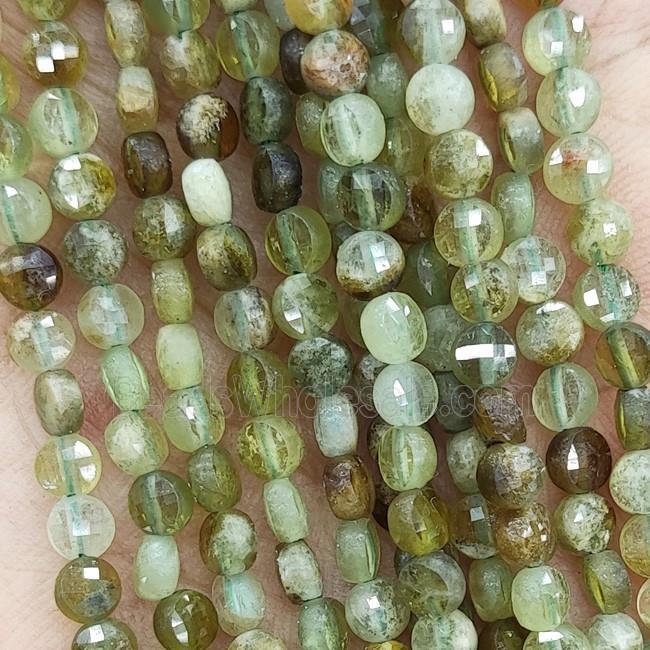 Natural Green Garnet Beads Faceted Circle