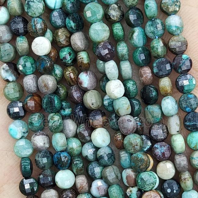 Natural Azurite Beads Green Faceted Coin