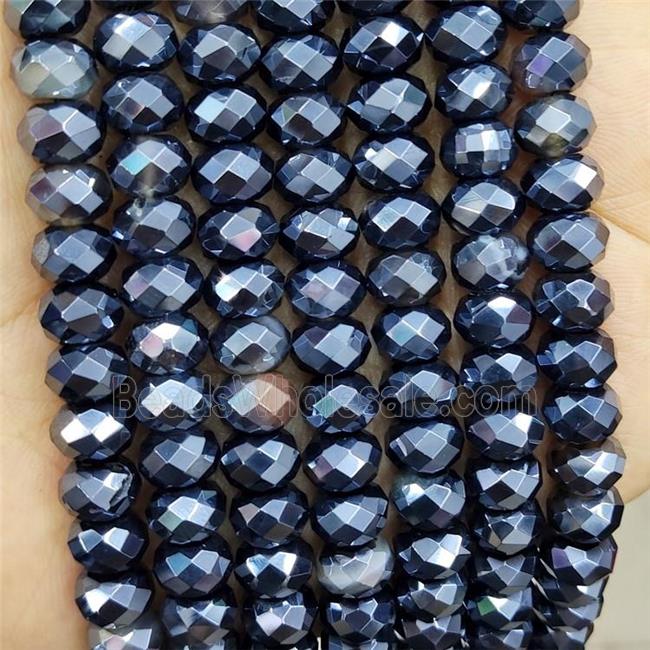 Natural Agate Beads Faceted Rondelle Electroplated