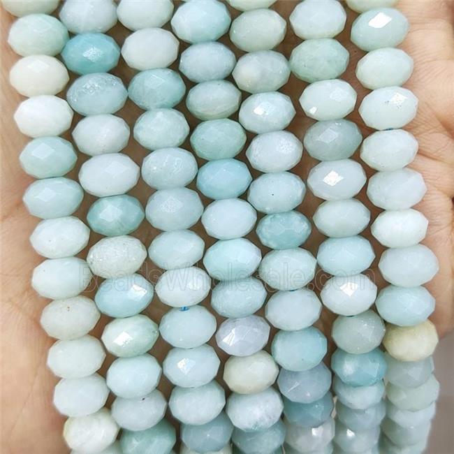 Natural Blue Amazonite Beads Faceted Rondelle