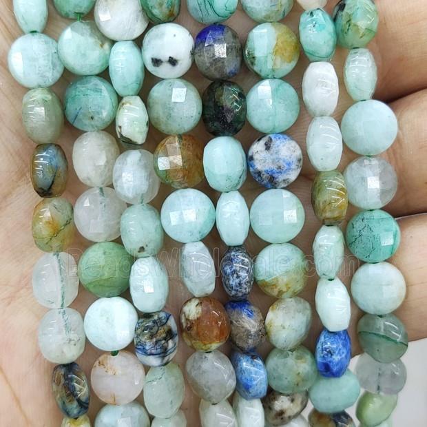 Natural Chrysocolla Beads Faceted Circle