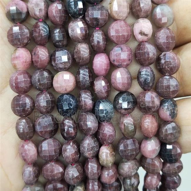 Natural Pink Rhodonite Beads Faceted Circle