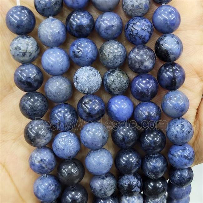 Blue Dumortierite Beads Smooth Round